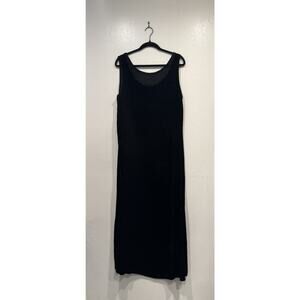 Astoria Designs Black Silk Blend Velvet Maxi Dress XL Whimsigoth Floral Trim